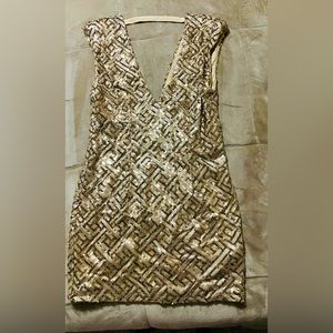 Pewter Sequin V-Neck Sleeveless mini DRESS